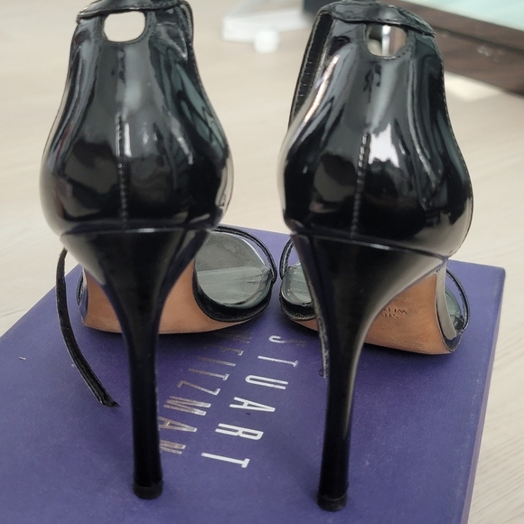 STUART WEITZMAN Nudist Song Black Patent Leather Heels 5.5 - Picture 10 of 17